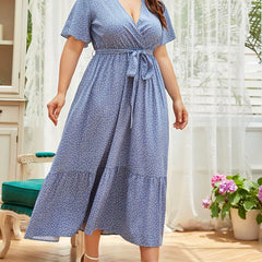 Polka Dot Print Smock Dress With Belt