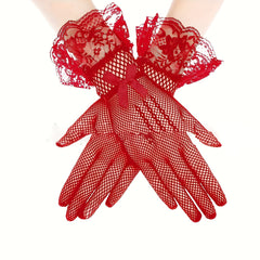 Women's Full Finger Fishnet Lace Gloves - Wedding/Performance/Bridal