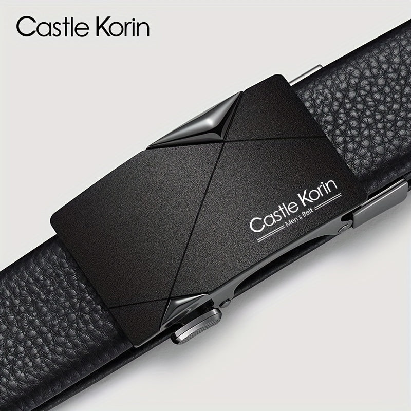 Men's Leather Automatic Buckle Belt 47.24in x 1.37in