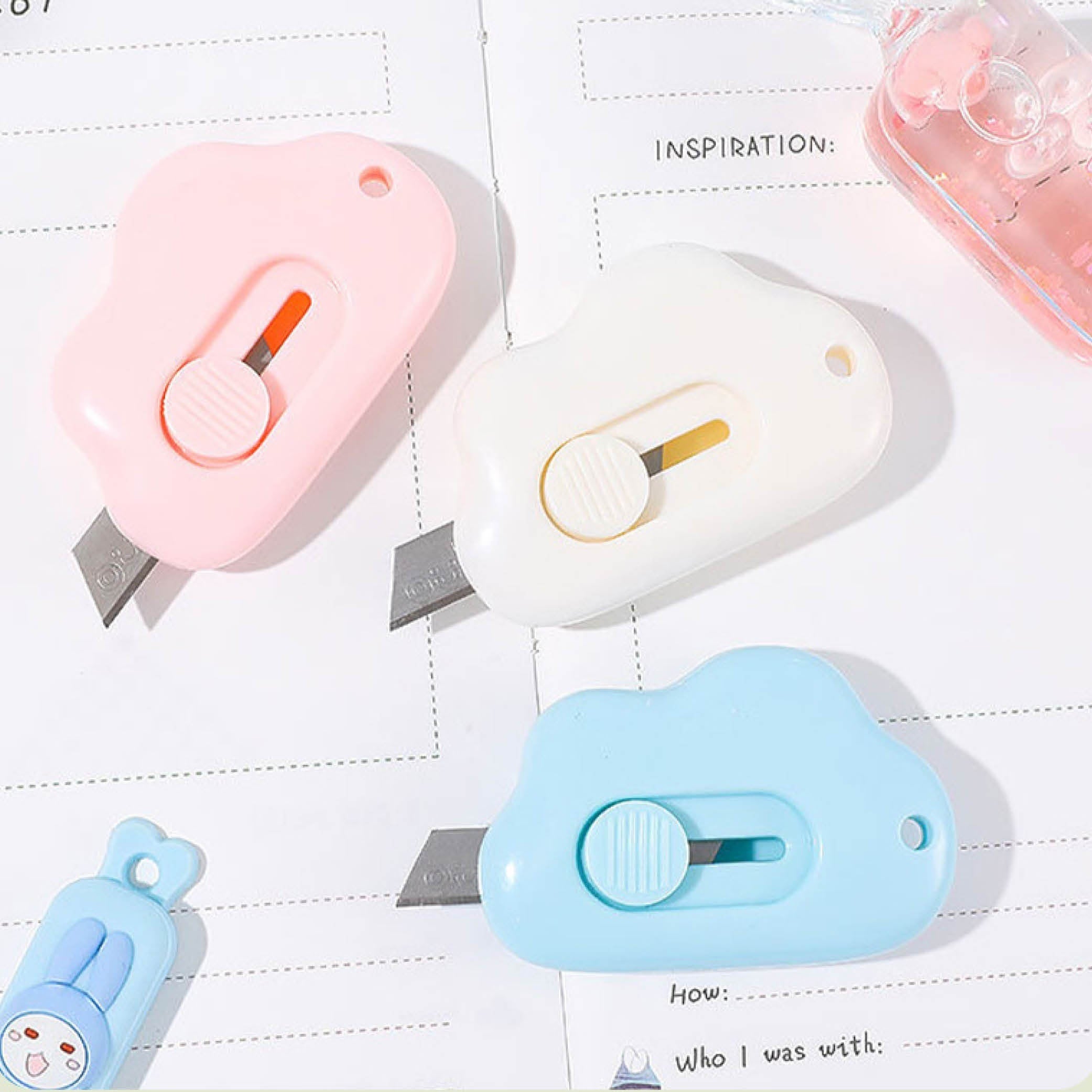 Cloud Cat Mini Retractable Utility Knife for DIY Crafts and Letter Opening
