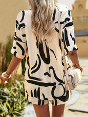 Abstract Print Two piece Set Top & Shorts