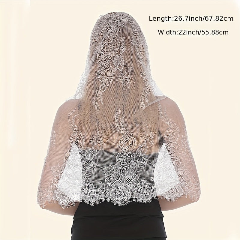 Embroidered Lace Mantilla Veil Scarf for Wedding Bridal Women