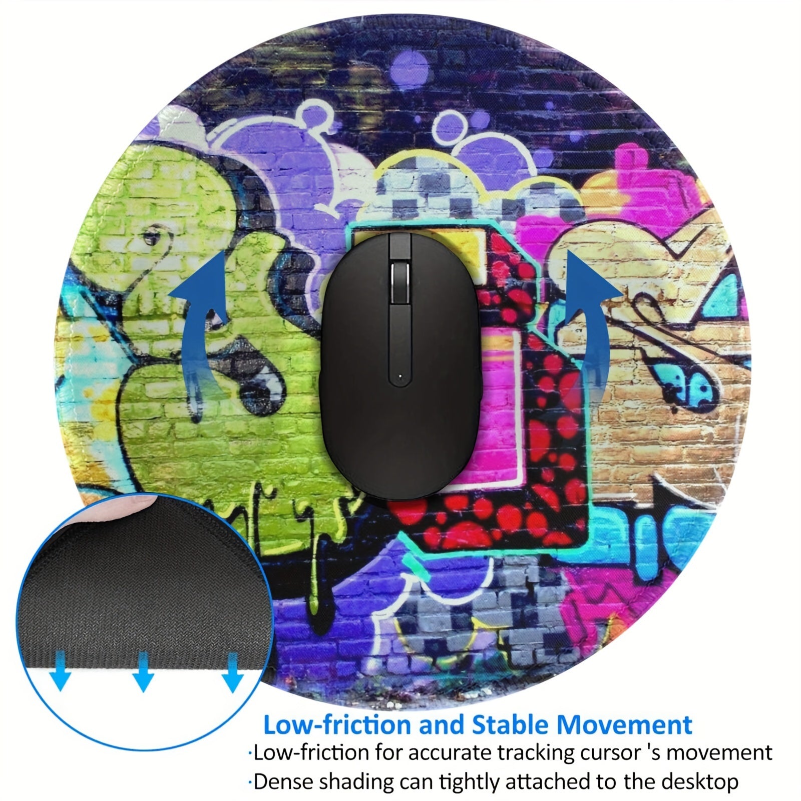 Circular Stitched Edge Office Mouse Pad for Work and Gaming
