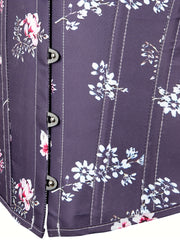 Floral Print Corset Tummy Control Lace Up Body Shaper Women's Lingerie