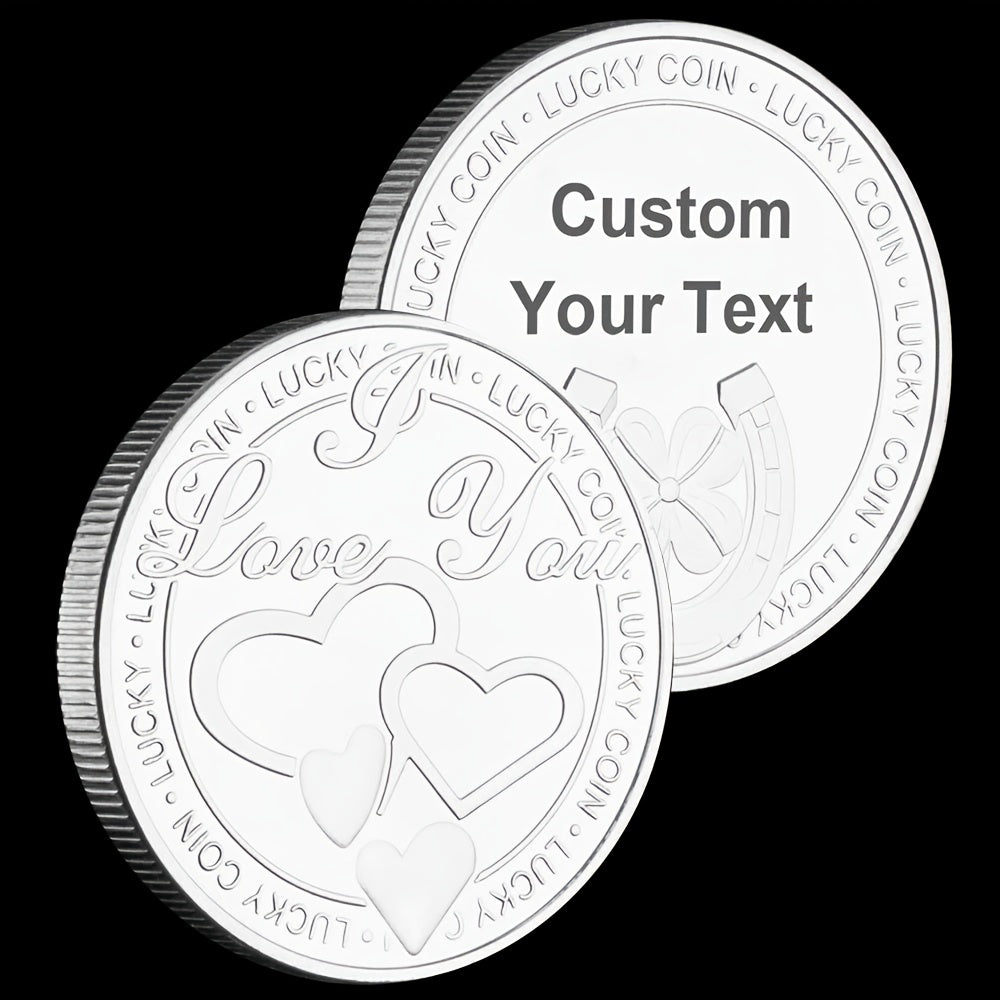 Custom Engraved I Love You Lucky Coin Golden Plated Anniversary Gift