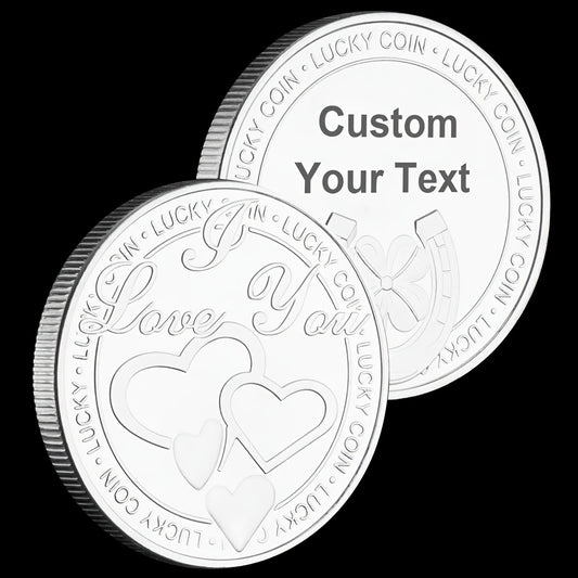 Custom Engraved I Love You Lucky Coin Golden Plated Anniversary Gift