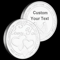 Custom Engraved I Love You Lucky Coin Golden Plated Anniversary Gift