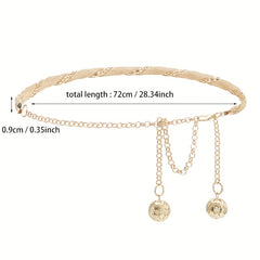 Golden Rhinestone Inlaid Pendant Waist Chain for Women