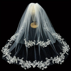 Floral Edge Bridal Veil for Wedding Prom Formal Events