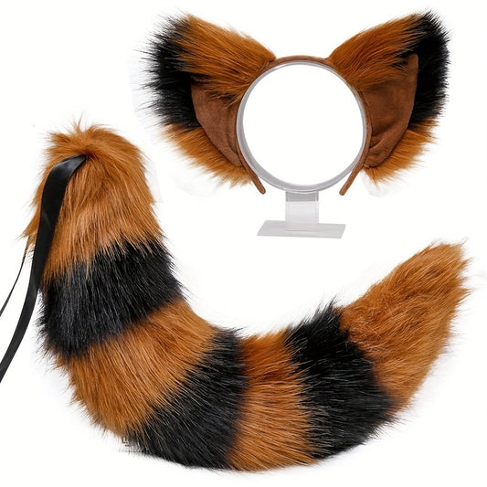 Plush Beast Ear Headdress Cosplay Fox Tail Set