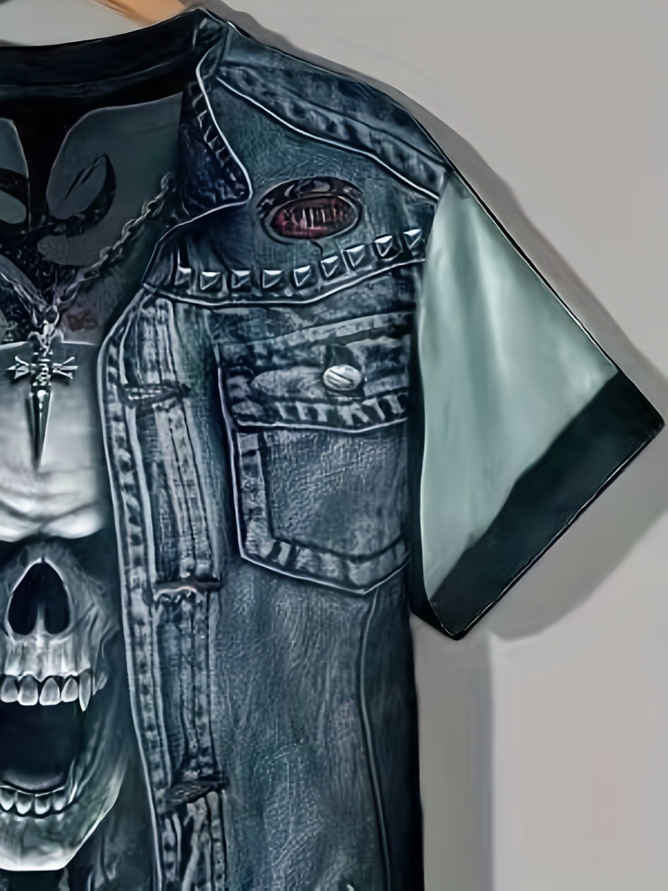 Active Skull Graphic Tee Men's Rock Style T Shirt For Summer