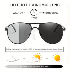 CLLOIO Men's Photochromic Lens Polarized Sunglasses Unisex Pilot Vintage