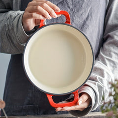 1pc 20 Enameled Cast Iron Skillet Orange & Small Cast Iron Skillets BBQ Safe Pan