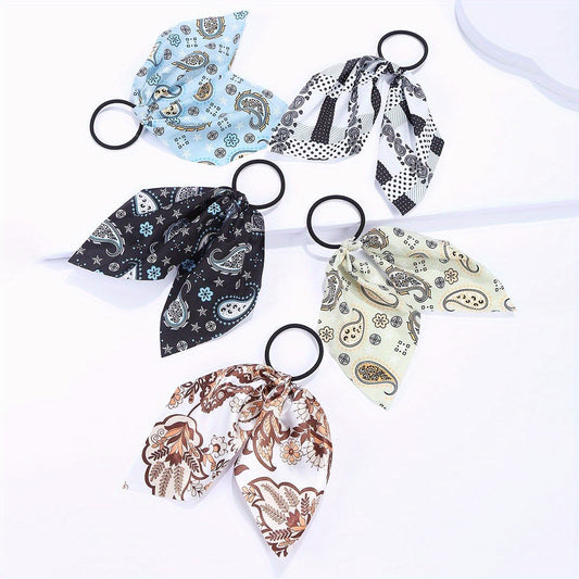 5pcs Boho Style Hair Tie Bow Streamer Hair Accessories
