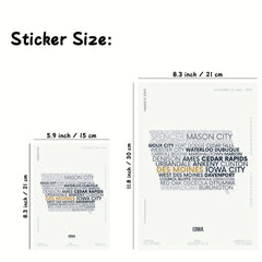 Iowa State Letter Map Stickers for Children - Modern Typography Art Series