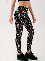 Skull Graphic Yoga Leggings for Women