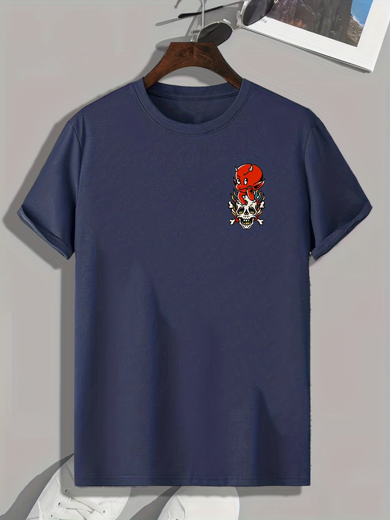 Men's Evil & Skull Pattern T shirt Active Breathable Tee