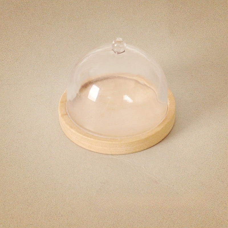 Dollhouse Transparent High Tray Dessert Plate w Cover Kitchen Decor Toy