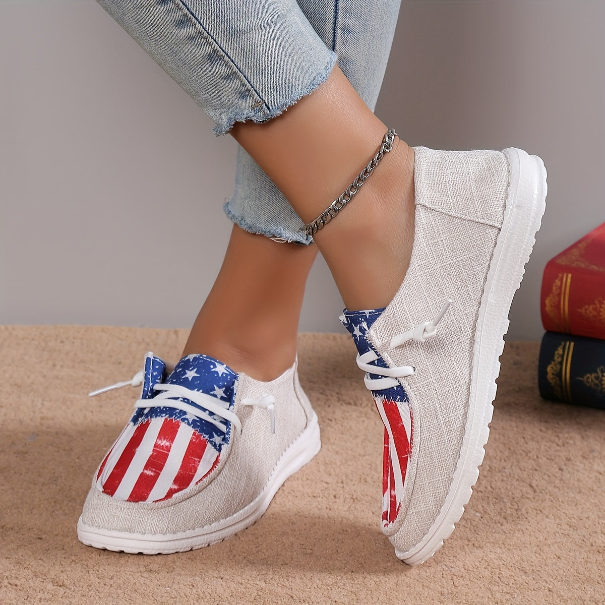 Women's Star & Striped Splicing Sneakers 4th Of July Shoes