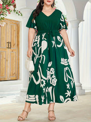  Colorblock Butterfly Sleeve Maxi Dress With Belt