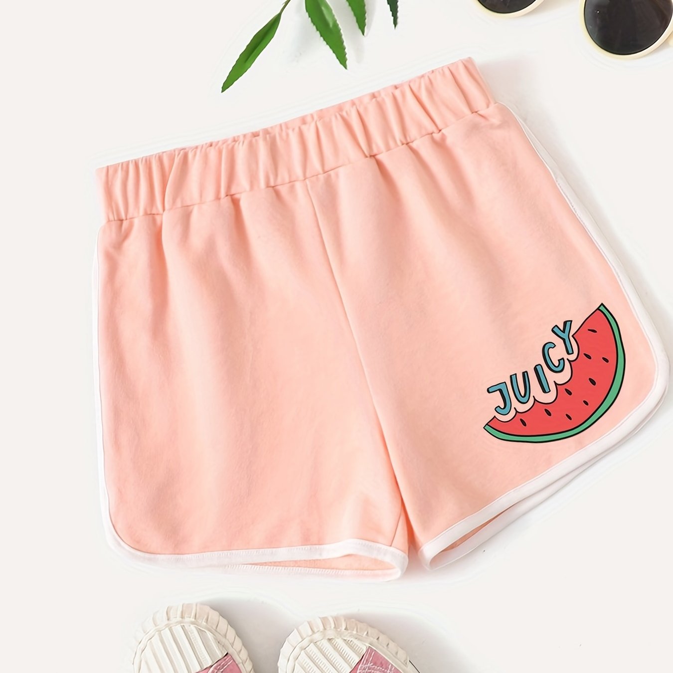 Girls Juicy Watermelon Graphic Active Running Shorts