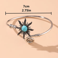 Vintage Sunflower Open Ring Synthetic Gems Boho Style Finger Jewelry