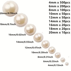 Mixed Size Pearls Acrylic Beads for Jewelry Making, Flat Back Scrapbook Beads