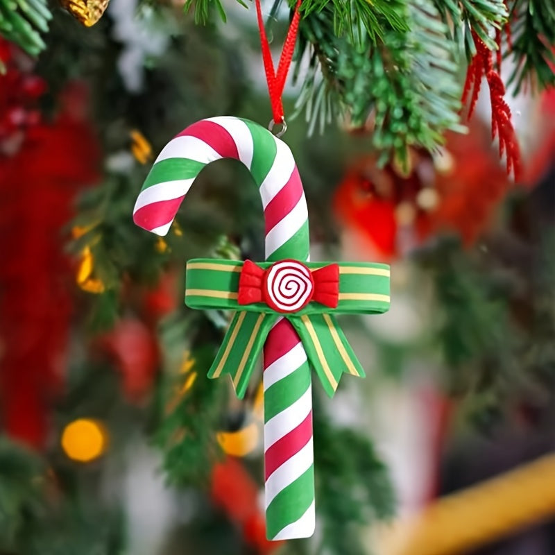 Colorful Clay Candy Cane Christmas Tree Ornament
