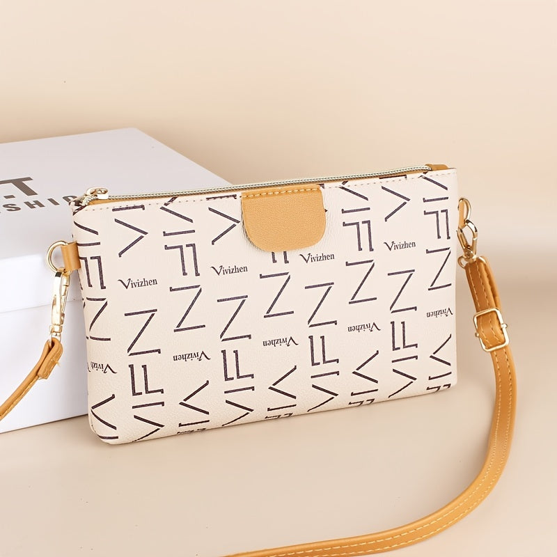 Digital Pattern Zipper Coin Purse Faux Leather Zipper Square Shape Small Bag