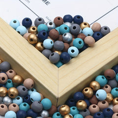 200pcs Mixed Wooden Beads DIY Bracelet Necklace Jewelry Accessories