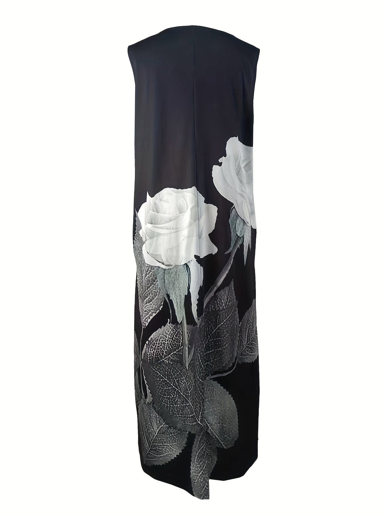  Floral Print Maxi Tank Dress With Pockets