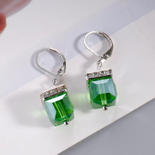 Zircon Stone Hoop Drop Earrings 925 Silver Plated Women Gift