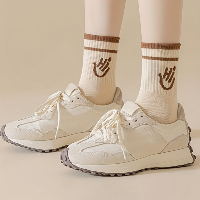 5 Pairs Letter Print Socks for Women - Comfy & Breathable Mid Tube Stockings