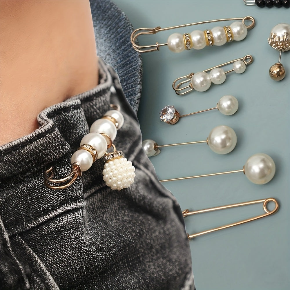 Faux Pearl Brooch Pins Set for Women Clothing Decoration