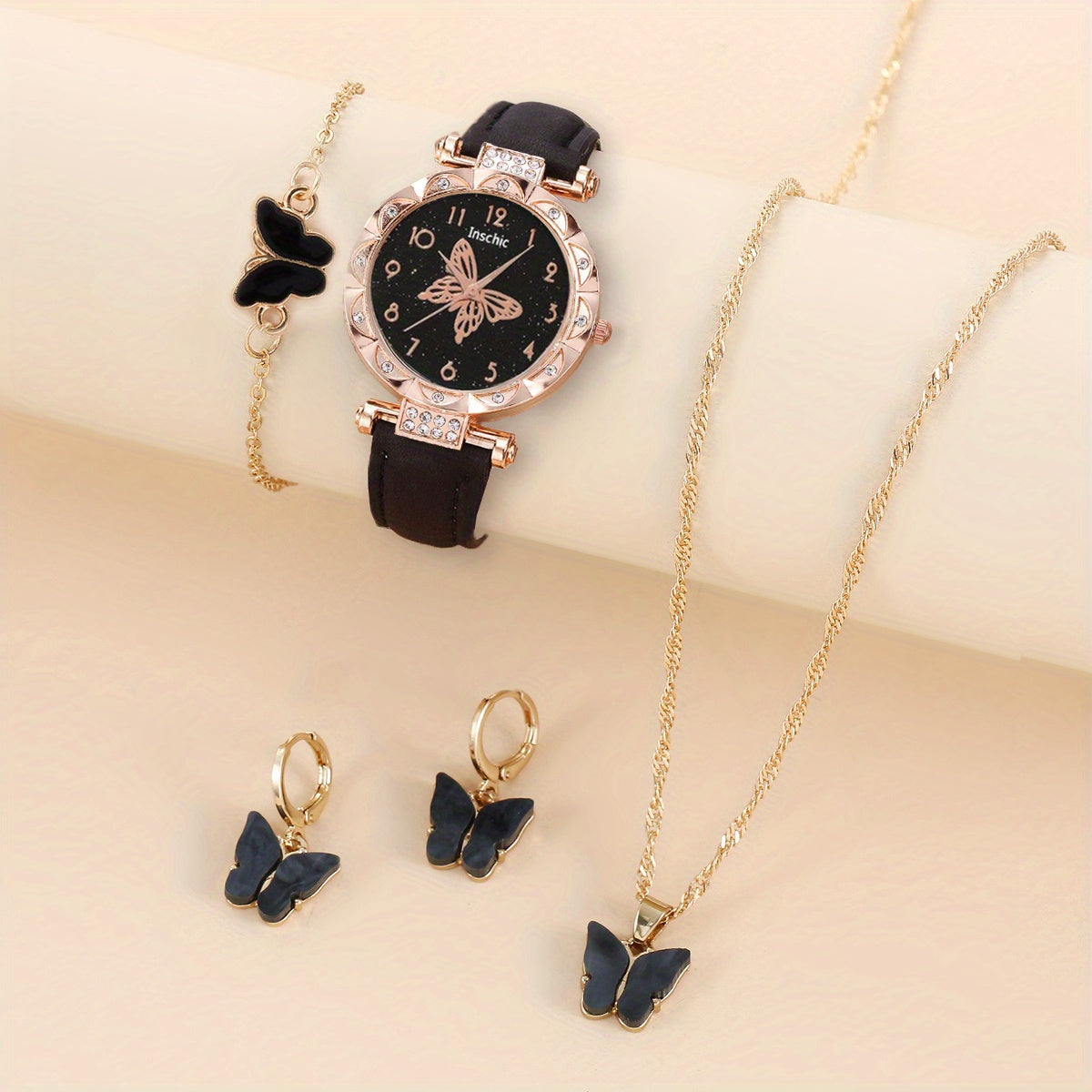 Butterfly Quartz Watch & Jewelry Set for Children