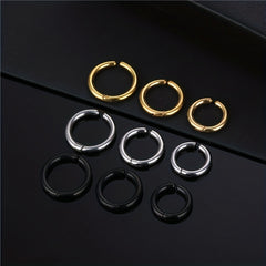 Stainless Steel Smooth Round Clip Earrings for Men