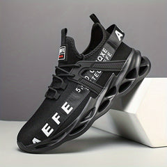 Men's Blade Sneakers Letter Print Lace Up Knitted Shoes
