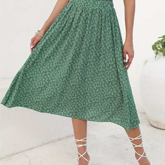 Floral Print High Waist Skirt for Resort Wear