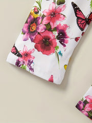 Kid Girl Butterfly Print Silk Leggings for Summer