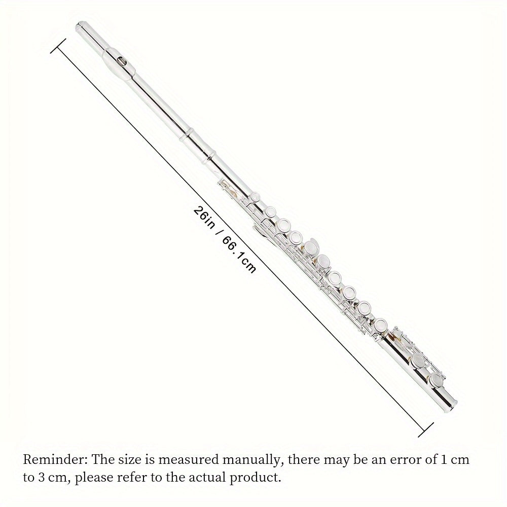 Silvery Plated Flute In C Key 16 Keys Closed Hole E Key Professional Beginner