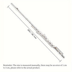 Silvery Plated Flute In C Key 16 Keys Closed Hole E Key Professional Beginner