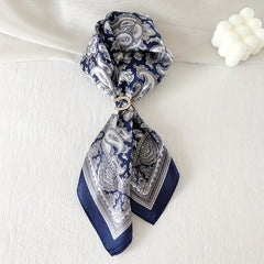 Vintage Paisley Print Silk Square Scarf Thin Bandana Neckerchief