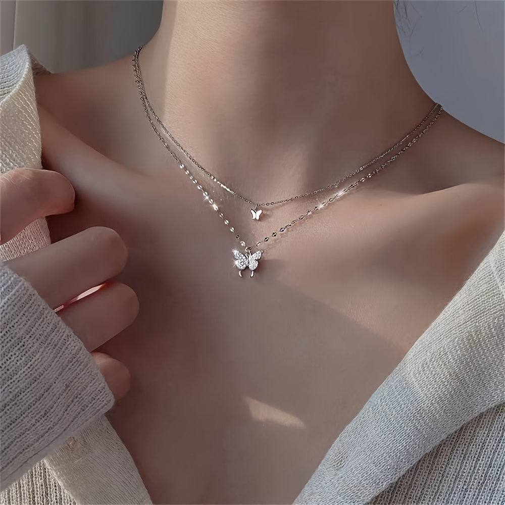 Butterfly Necklace Double Layer Clavicle Chain Jewelry Gift