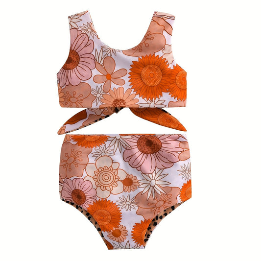 Baby Girls Floral Tank Top & Shorts Swimsuit for Summer