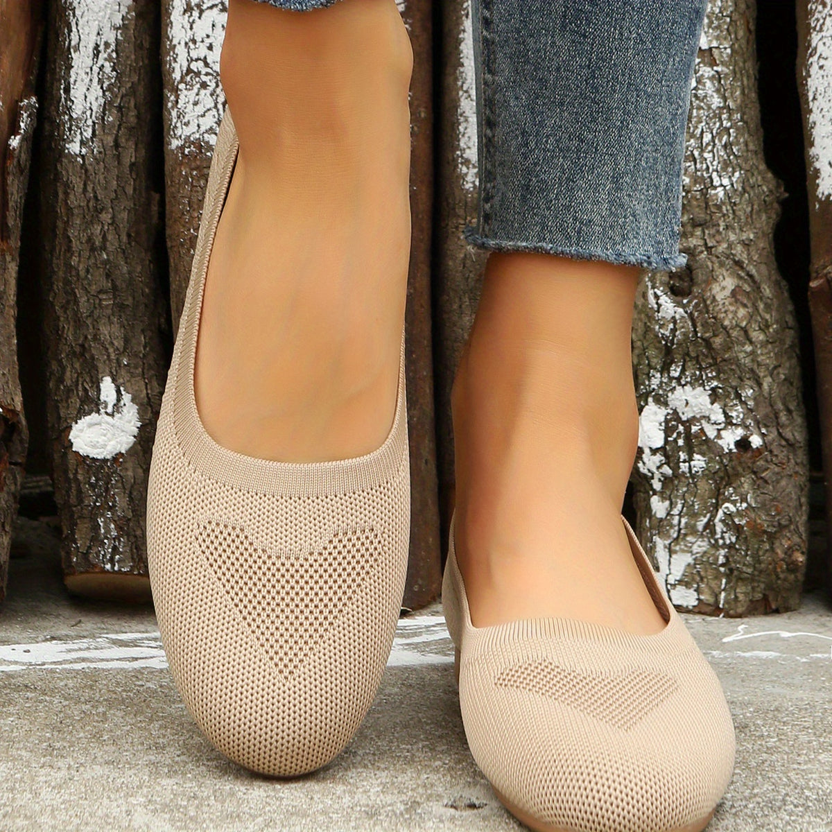 Women's Soft Sole Knit Flat Shoes Slip On Casual Breathable Flats