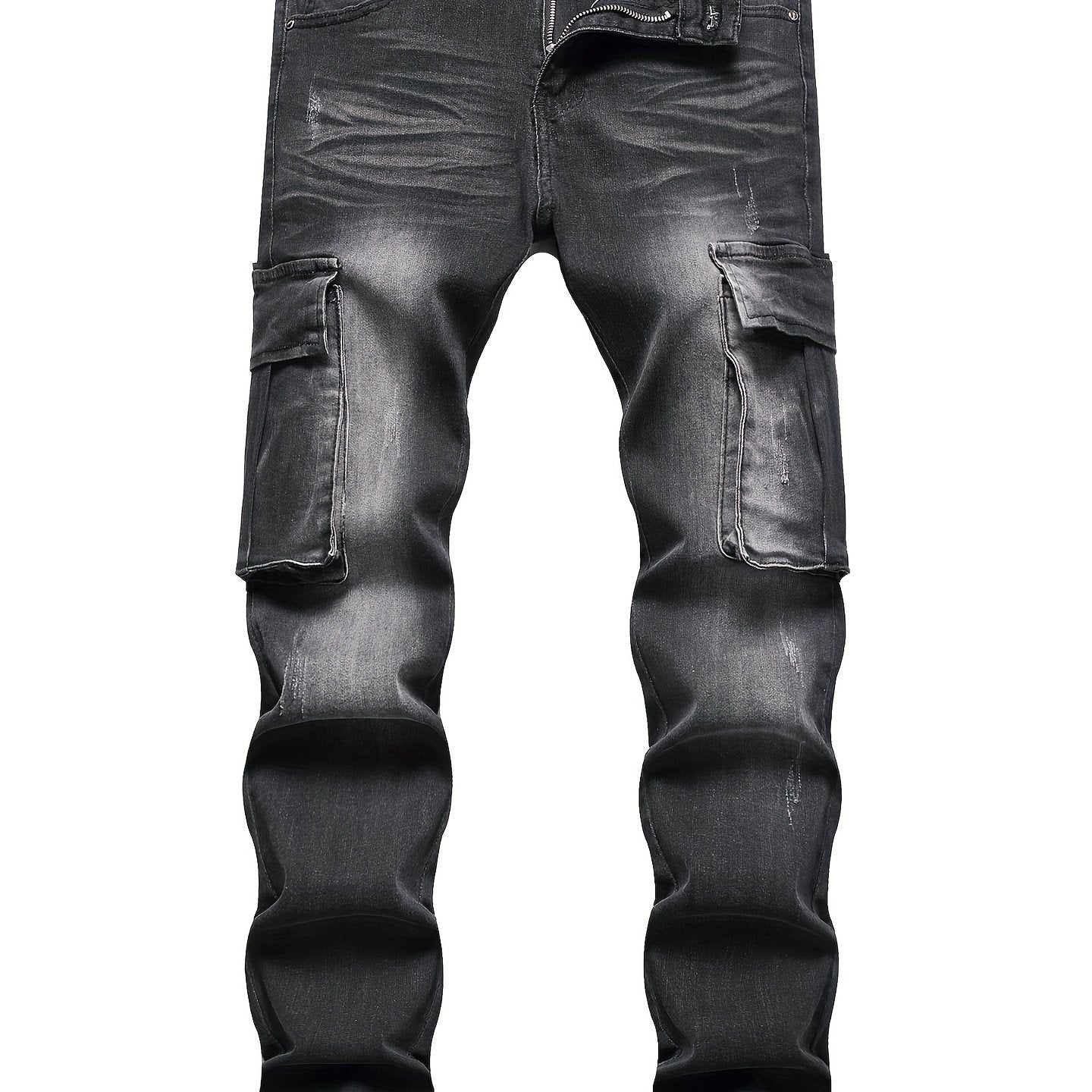 Men's Slim Fit Biker Jeans Stretch Cargo Denim Pants