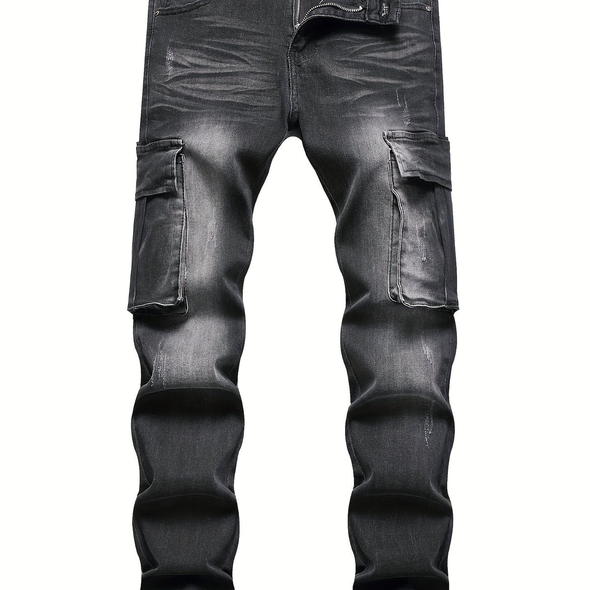 Men's Slim Fit Biker Jeans Stretch Cargo Denim Pants