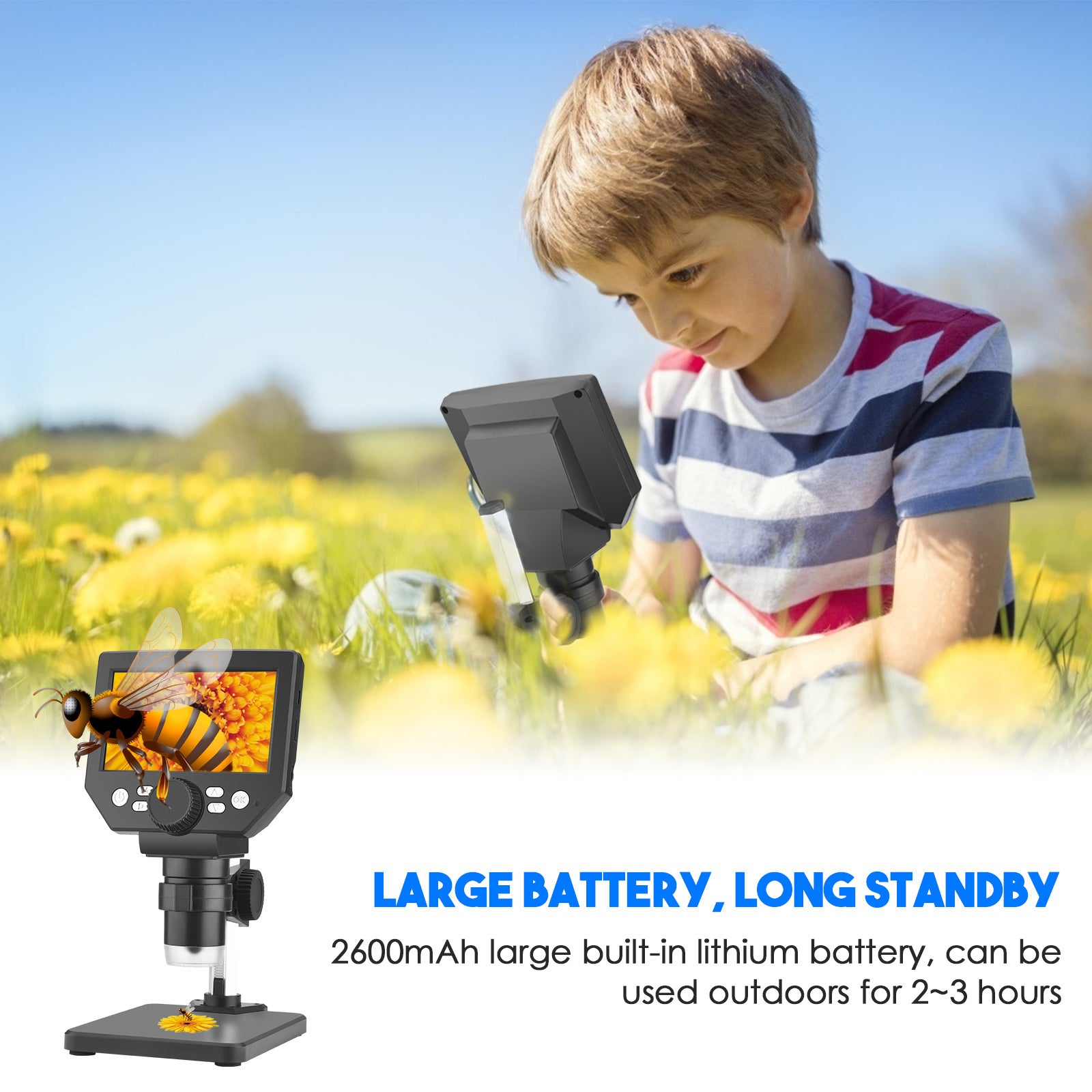 4.3 inch HD LCD 1000X Digital Microscope 10 Megapixels 1080P