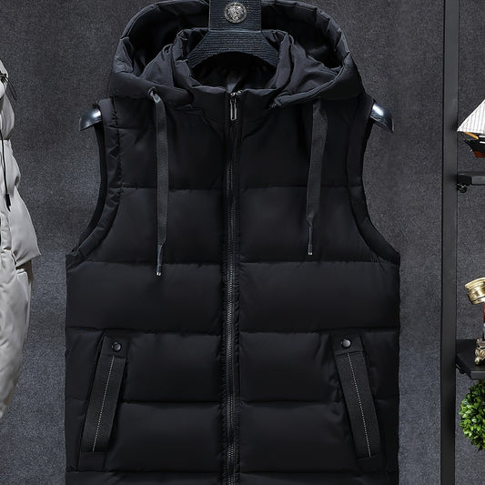 Men Sleeveless Down Thermal Hooded Vests Jackets Winter Waistcoat