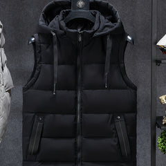 Men Sleeveless Down Thermal Hooded Vests Jackets Winter Waistcoat